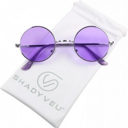 Aviator Retro John Lennon Style Sunglasses Round Colorful Tint Groovy Hippie Wire Shades - Purple - C91868I2SNQ $25.46