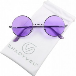 Aviator Retro John Lennon Style Sunglasses Round Colorful Tint Groovy Hippie Wire Shades - Purple - C91868I2SNQ $11.32