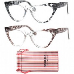 Rimless Womens Leopard Pattern Cat Eye Reading Glasses Quality Eye Glass Frame - 2 Pairs / Black + Red - CA18IG3OT2R $12.78