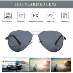 Round Polarized Aviator Sunglasses for Men Women- Lightweight Metal Frame Sun Glasses UV400 Protection - CS1993KKOH0 $16.87