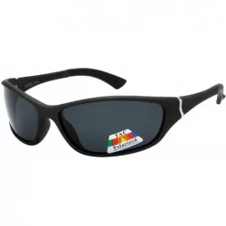 Wrap Sports Line Light Weight Polarized Lens Biker Shades - Black-black - C618YXARYYL $21.10