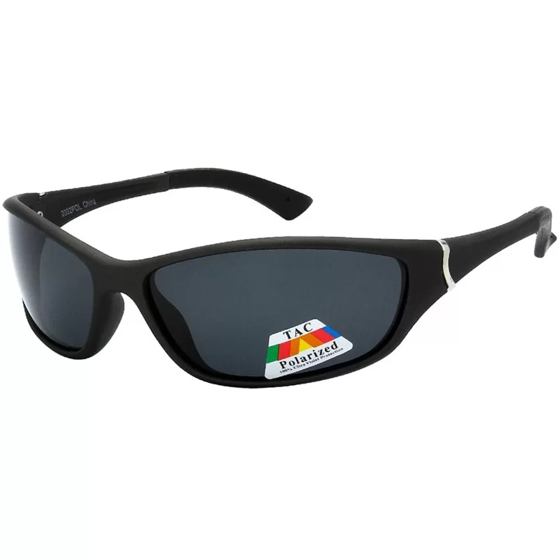 Wrap Sports Line Light Weight Polarized Lens Biker Shades - Black-black - C618YXARYYL $12.54