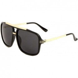 Aviator Evidence Metal & Plastic Hip Hop Flat Top Aviator Sunglasses - Black & Gold Frame - CB18Q7NSE8X $12.06