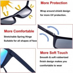 Round Polarized Flat Top Wrap Around Shield Rectangular Rubber Sunglasses For Men Women - Exquisite Packaging - CZ192L9SMQ3 $...