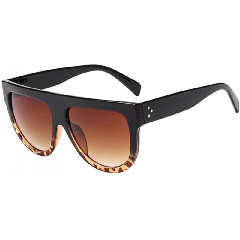 Shield Women Men Flat Top Shield Oversized Tortoise Sunglasses UV400 Retro - Color 5 - C518CWAX0UN $11.24