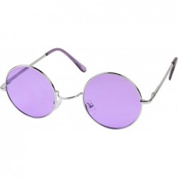 Aviator Retro John Lennon Style Sunglasses Round Colorful Tint Groovy Hippie Wire Shades - Purple - C91868I2SNQ $11.32
