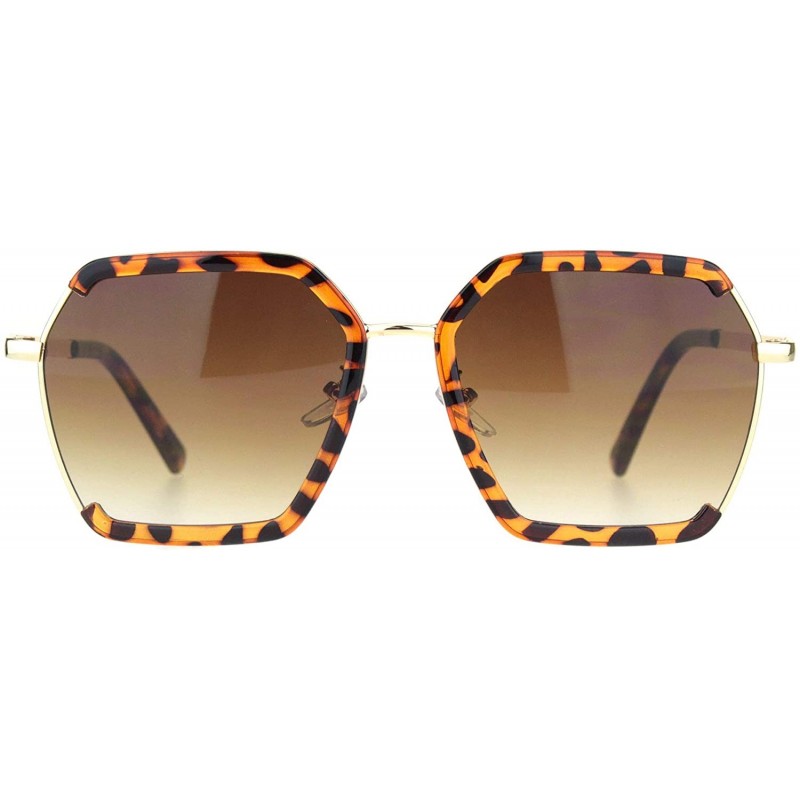 Butterfly Womens Hexagon Large Designer Butterfly Sunglasses - Tortoise Gradient Brown - C818MD6545Z $14.88