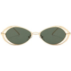 Oval Punk Style Hollow Sunglasses Women Metal Glasses Cat Retro Small Oval Men Sunglasses - Green - CA18Y0S9Y49 $22.22