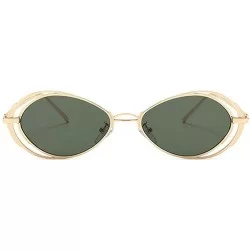 Oval Punk Style Hollow Sunglasses Women Metal Glasses Cat Retro Small Oval Men Sunglasses - Green - CA18Y0S9Y49 $14.00