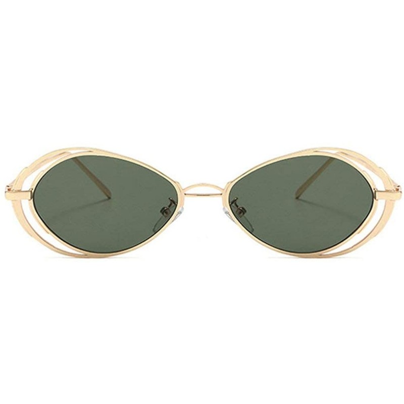 Oval Punk Style Hollow Sunglasses Women Metal Glasses Cat Retro Small Oval Men Sunglasses - Green - CA18Y0S9Y49 $14.00
