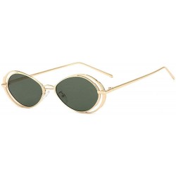 Oval Punk Style Hollow Sunglasses Women Metal Glasses Cat Retro Small Oval Men Sunglasses - Green - CA18Y0S9Y49 $14.00