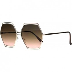 Oversized Hexagon Shape Sunglasses Womens Oversized Fashion Shades UV 400 - Gold (Brown Pink) - C518L9A3EWE $12.20