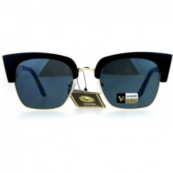 Cat Eye VG Eyewear Squared Futuristic Cat Eye Half Rim Sunglasses - All Black - C912MAIQE7D $22.50