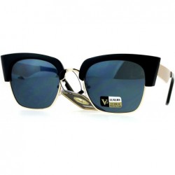 Cat Eye VG Eyewear Squared Futuristic Cat Eye Half Rim Sunglasses - All Black - C912MAIQE7D $14.59