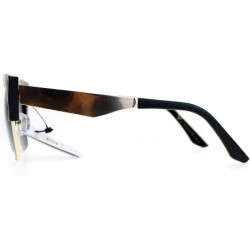 Cat Eye VG Eyewear Squared Futuristic Cat Eye Half Rim Sunglasses - All Black - C912MAIQE7D $14.59