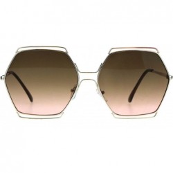 Oversized Hexagon Shape Sunglasses Womens Oversized Fashion Shades UV 400 - Gold (Brown Pink) - C518L9A3EWE $12.20