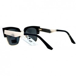 Cat Eye VG Eyewear Squared Futuristic Cat Eye Half Rim Sunglasses - All Black - C912MAIQE7D $14.59