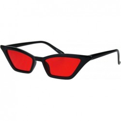 Cat Eye Womens Squared Thin Plastic Minimalist Cat Eye Sunglasses - Black Red - C818IIMC7ZN $8.07