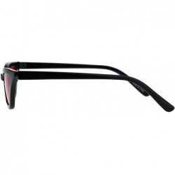 Cat Eye Womens Squared Thin Plastic Minimalist Cat Eye Sunglasses - Black Red - C818IIMC7ZN $8.07