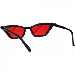 Cat Eye Womens Squared Thin Plastic Minimalist Cat Eye Sunglasses - Black Red - C818IIMC7ZN $8.07