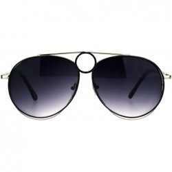 Aviator Unisex Ring Jewel Luxury Designer Fashion Pilots Metal Rim Sunglasses - Black Silver Smoke - C118KXGMN90 $22.53