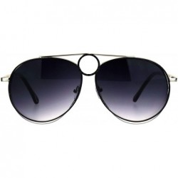 Aviator Unisex Ring Jewel Luxury Designer Fashion Pilots Metal Rim Sunglasses - Black Silver Smoke - C118KXGMN90 $14.81