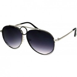 Aviator Unisex Ring Jewel Luxury Designer Fashion Pilots Metal Rim Sunglasses - Black Silver Smoke - C118KXGMN90 $14.81