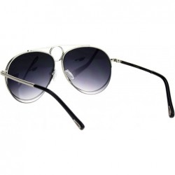 Aviator Unisex Ring Jewel Luxury Designer Fashion Pilots Metal Rim Sunglasses - Black Silver Smoke - C118KXGMN90 $14.81