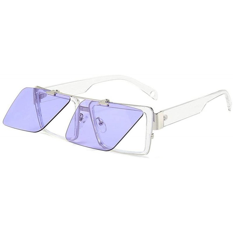 Oversized Vintage Square Sunglasses Glasses Protection - Purple - CG18XWU7GG9 $17.69