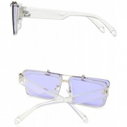 Oversized Vintage Square Sunglasses Glasses Protection - Purple - CG18XWU7GG9 $17.69