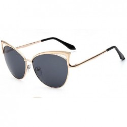 Round Sexy Cateye Women Sunglasses Oversized Metal Frame Flat Mirrored Lens - F - CV184RNWU3R $18.74