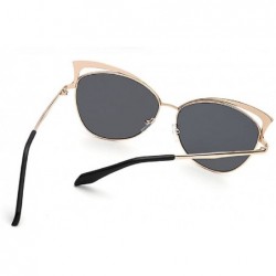 Round Sexy Cateye Women Sunglasses Oversized Metal Frame Flat Mirrored Lens - F - CV184RNWU3R $9.37