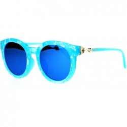 Round Pearl Round Horned Rim Horned Womens Fashion Sunglasses - Blue - C212DI9C7ON $12.70