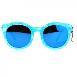 Round Pearl Round Horned Rim Horned Womens Fashion Sunglasses - Blue - C212DI9C7ON $12.70