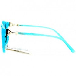Round Pearl Round Horned Rim Horned Womens Fashion Sunglasses - Blue - C212DI9C7ON $12.70
