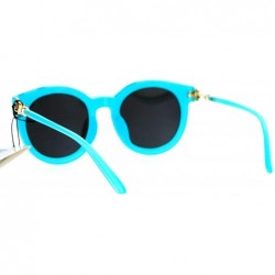 Round Pearl Round Horned Rim Horned Womens Fashion Sunglasses - Blue - C212DI9C7ON $12.70