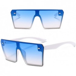 Oversized 2020 Vintage Brand Designer Black Mirror Sunglasses Oversized Square Sunglasses For Women Flat Top Shades UV400 - C...