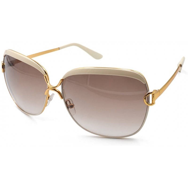 Wayfarer Women's Oversized Metal Frame Colored Lens Uv400 Protection Sunglasses - Beige - C011W45PPJH $11.70