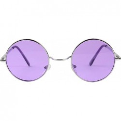 Aviator Retro John Lennon Style Sunglasses Round Colorful Tint Groovy Hippie Wire Shades - Purple - C91868I2SNQ $11.32
