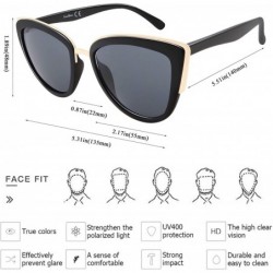 Oversized Cat Eye Women Sunglasses UV400 Mirrored Lens Metal Bridge FW3004 - C1-black/Gray - CD18KGC392O $16.85