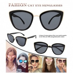 Oversized Cat Eye Women Sunglasses UV400 Mirrored Lens Metal Bridge FW3004 - C1-black/Gray - CD18KGC392O $16.85