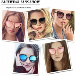 Oversized Cat Eye Women Sunglasses UV400 Mirrored Lens Metal Bridge FW3004 - C1-black/Gray - CD18KGC392O $16.85