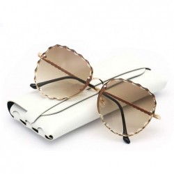 Sport Women's Square Large Frame Sunglasses Metal Scales Brown Gradient UV400 Beach Sunglasses - T11-brown - CI18ME7IHC0 $33.87