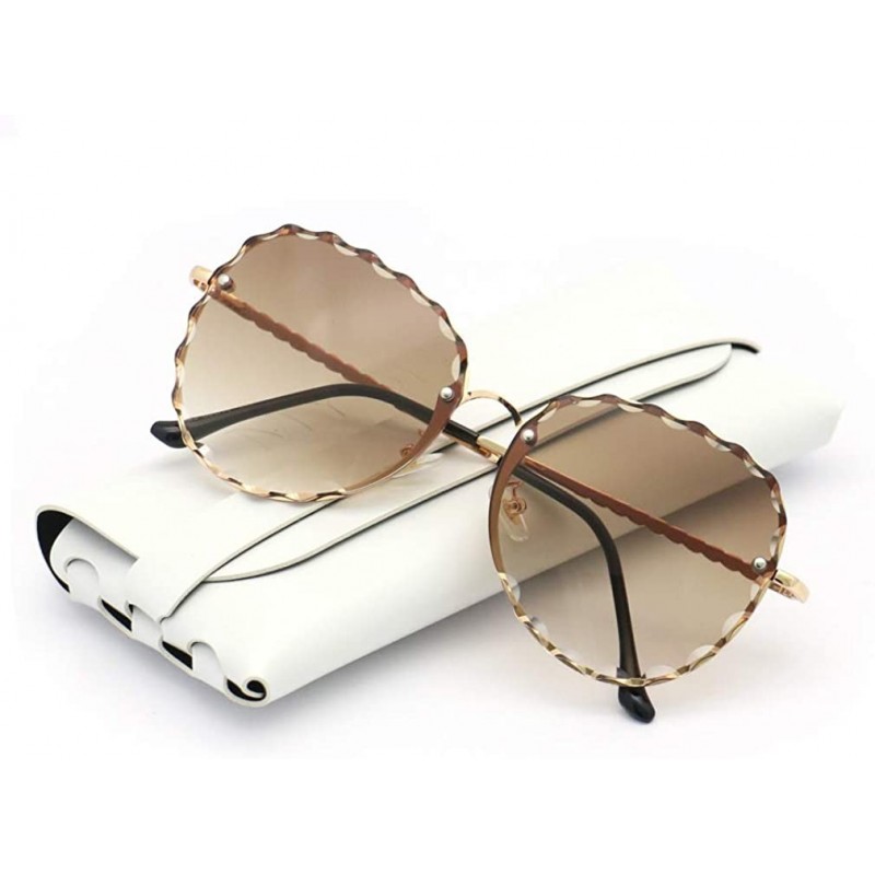 Sport Women's Square Large Frame Sunglasses Metal Scales Brown Gradient UV400 Beach Sunglasses - T11-brown - CI18ME7IHC0 $21.97