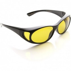 Sport Polarized Overlap Cover Fit On Full Protection Anti-Glare Sunglasses - Black Yellow - C8110A7JTEH $12.15