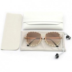 Sport Women's Square Large Frame Sunglasses Metal Scales Brown Gradient UV400 Beach Sunglasses - T11-brown - CI18ME7IHC0 $21.97