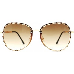 Sport Women's Square Large Frame Sunglasses Metal Scales Brown Gradient UV400 Beach Sunglasses - T11-brown - CI18ME7IHC0 $21.97
