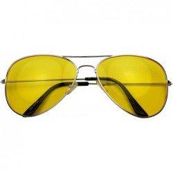 Aviator Classic Aviator Sunglasses HD Yellow Lens Night Driving Blue Light Blocking Retro Pilot Teardrop Shades - CN17YHGDLOG...