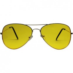 Aviator Classic Aviator Sunglasses HD Yellow Lens Night Driving Blue Light Blocking Retro Pilot Teardrop Shades - CN17YHGDLOG...