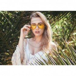 Aviator Classic Aviator Sunglasses HD Yellow Lens Night Driving Blue Light Blocking Retro Pilot Teardrop Shades - CN17YHGDLOG...
